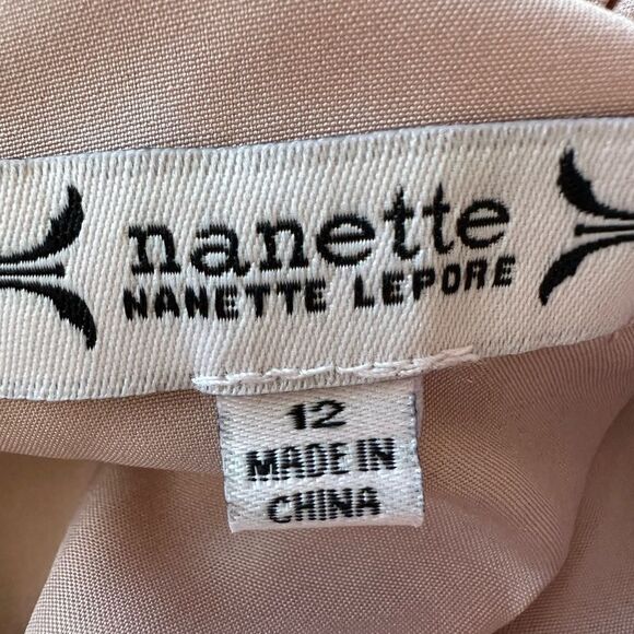 NANETTE LEPORE pink PLEATED SLEEVELESS DRESS high neck size 12 midi smocked - Picture 4 of 5